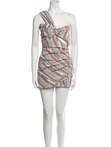 Just Bee Queen Jumpsuits and Rompers Striped One-Shoulder Romper XXS