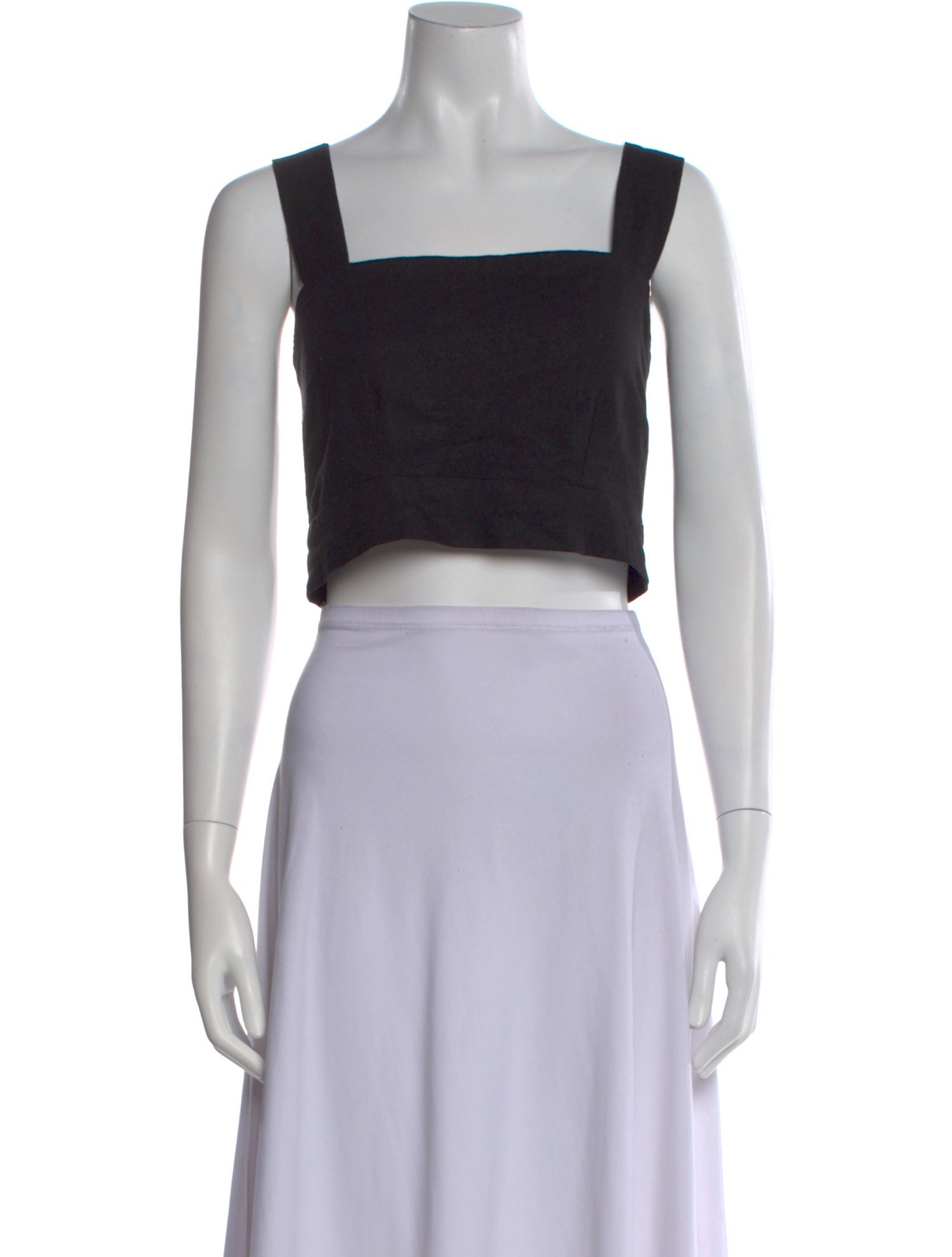 Just Bee Queen Linen Square Neckline Crop Top