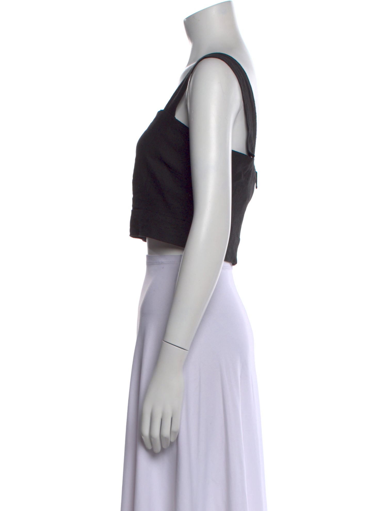 Just Bee Queen Linen Square Neckline Crop Top