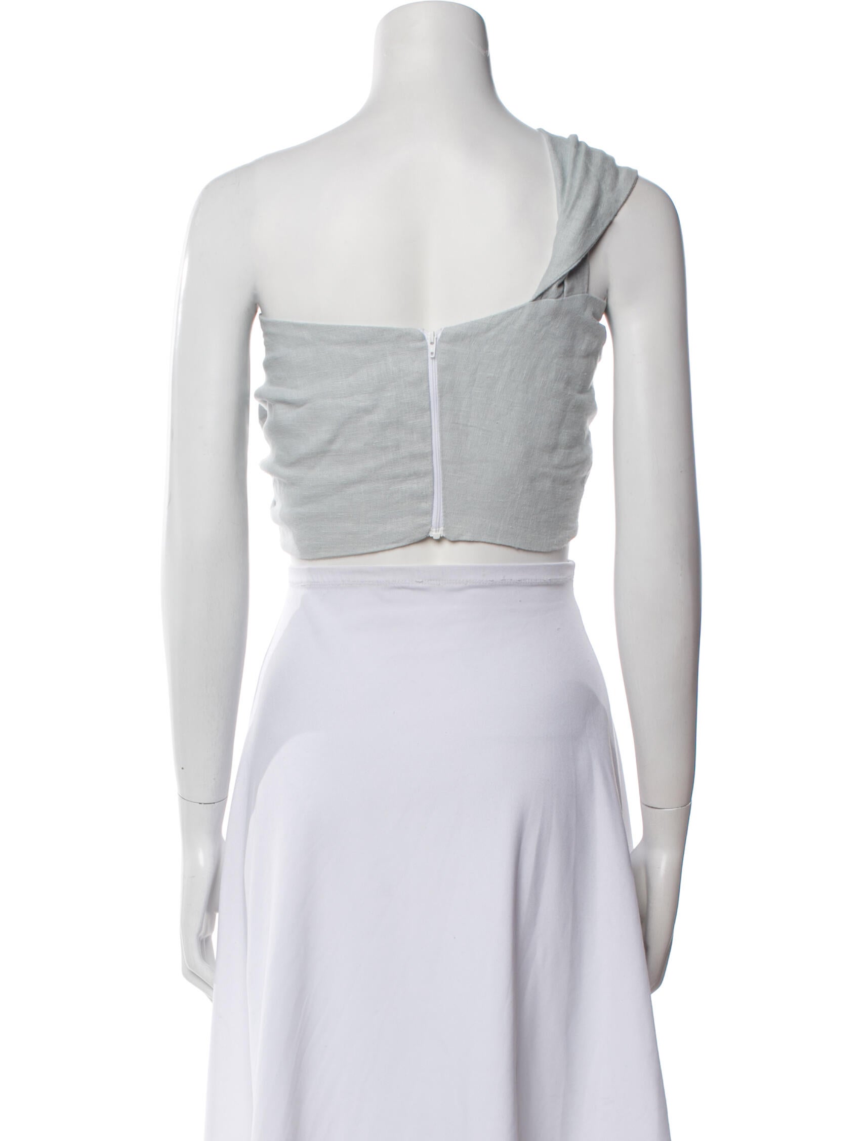 Just Bee Queen Linen One-Shoulder Crop Top