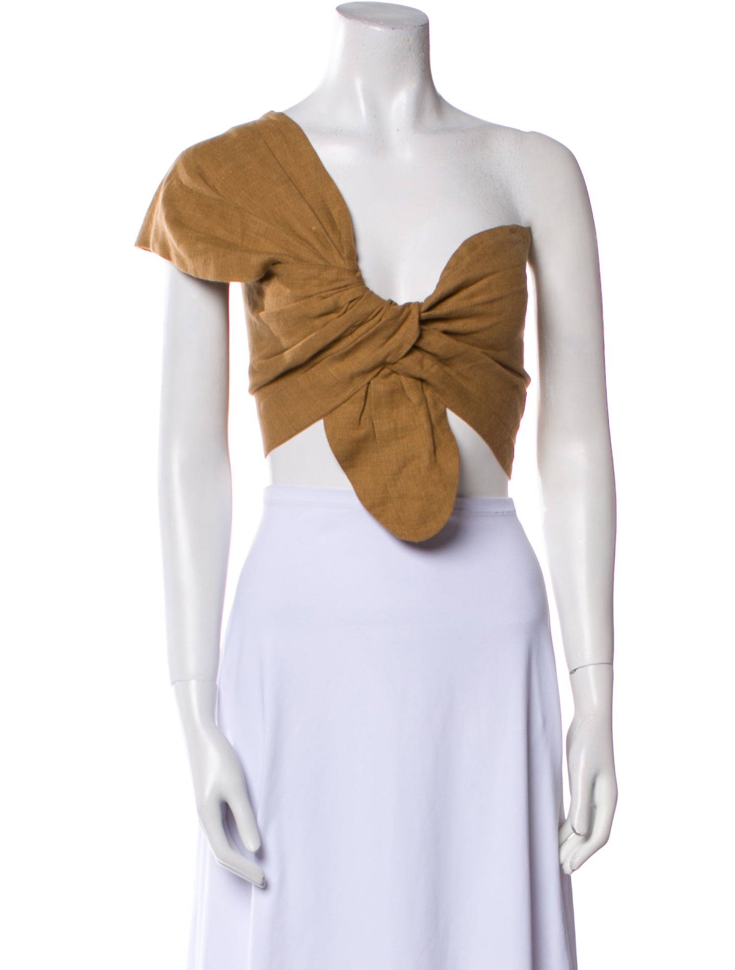 Just Bee Queen Linen One-Shoulder Crop Top