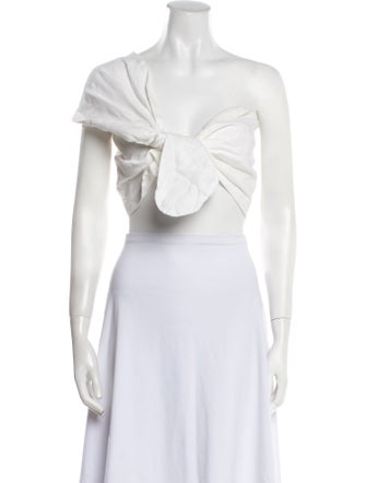 Just Bee Queen Linen Strapless Crop Top