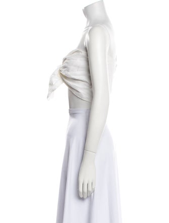 Just Bee Queen Linen Strapless Crop Top