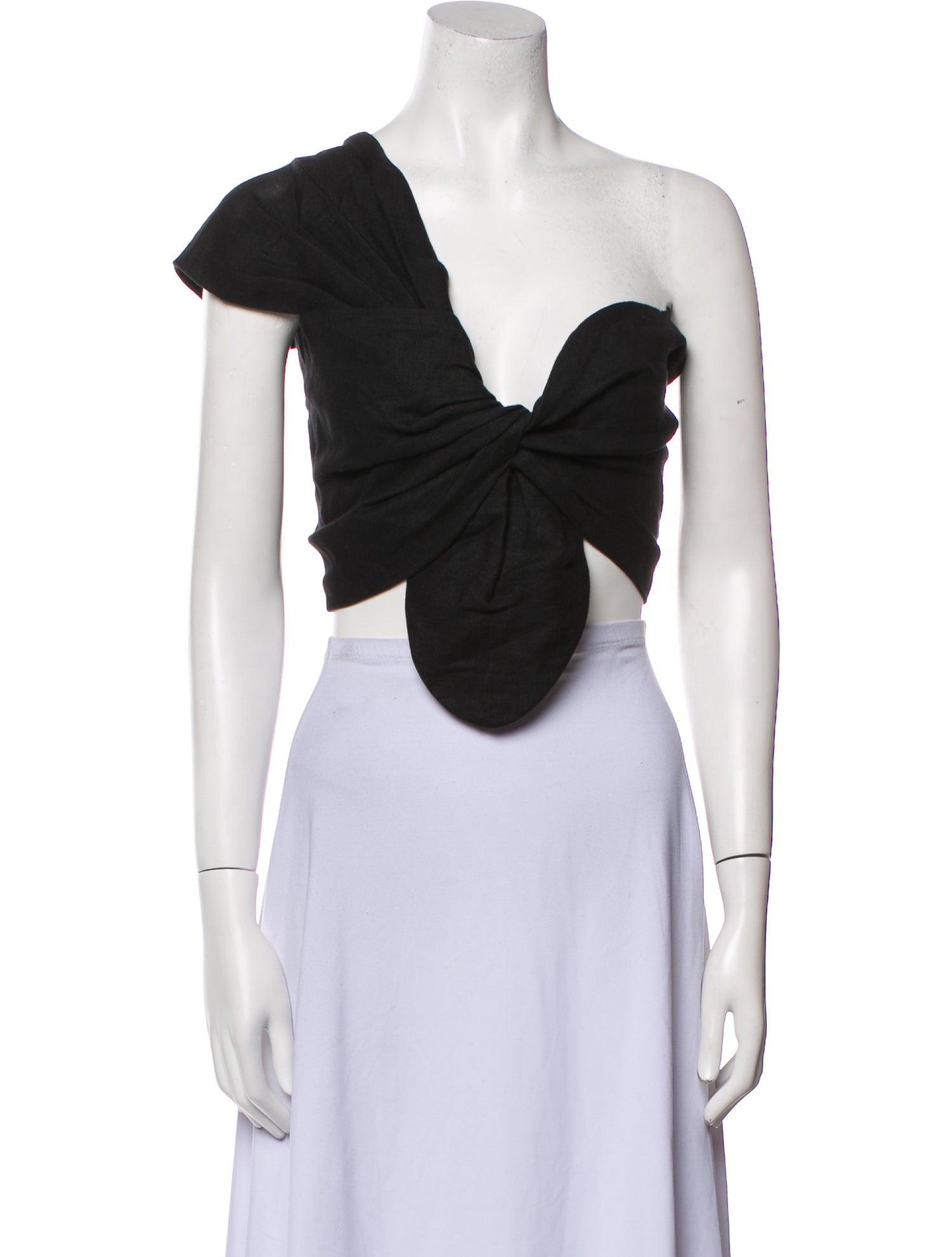 Just Bee Queen Linen One-Shoulder Crop Top