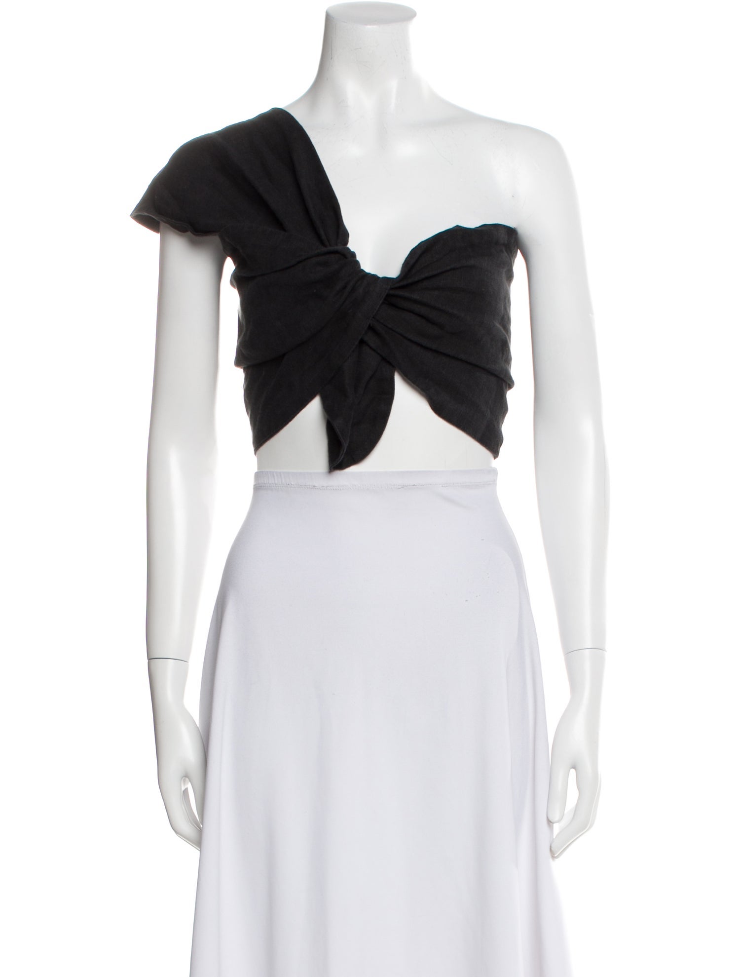 Just Bee Queen Linen One-Shoulder Crop Top