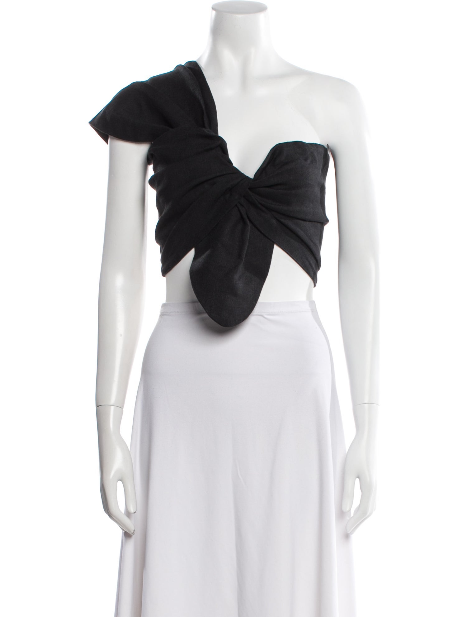 Just Bee Queen Linen One-Shoulder Crop Top