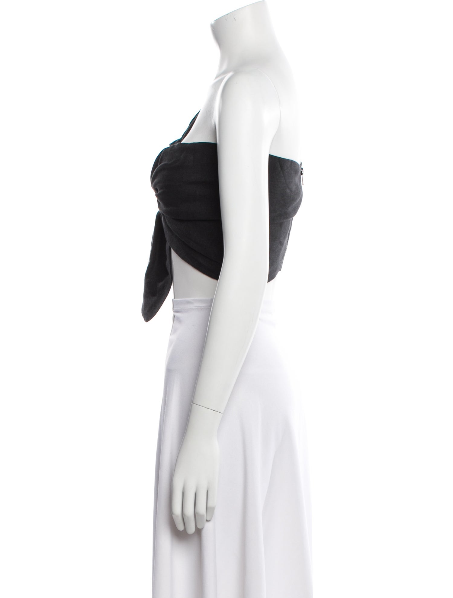 Just Bee Queen Linen One-Shoulder Crop Top