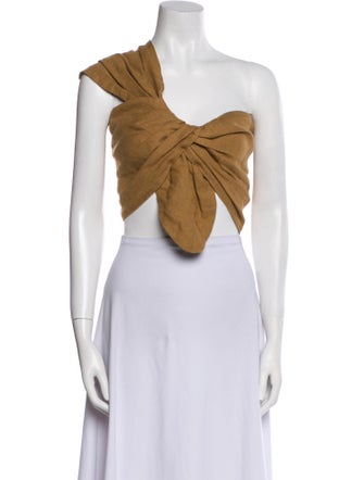 Just Bee Queen Linen One-Shoulder Crop Top