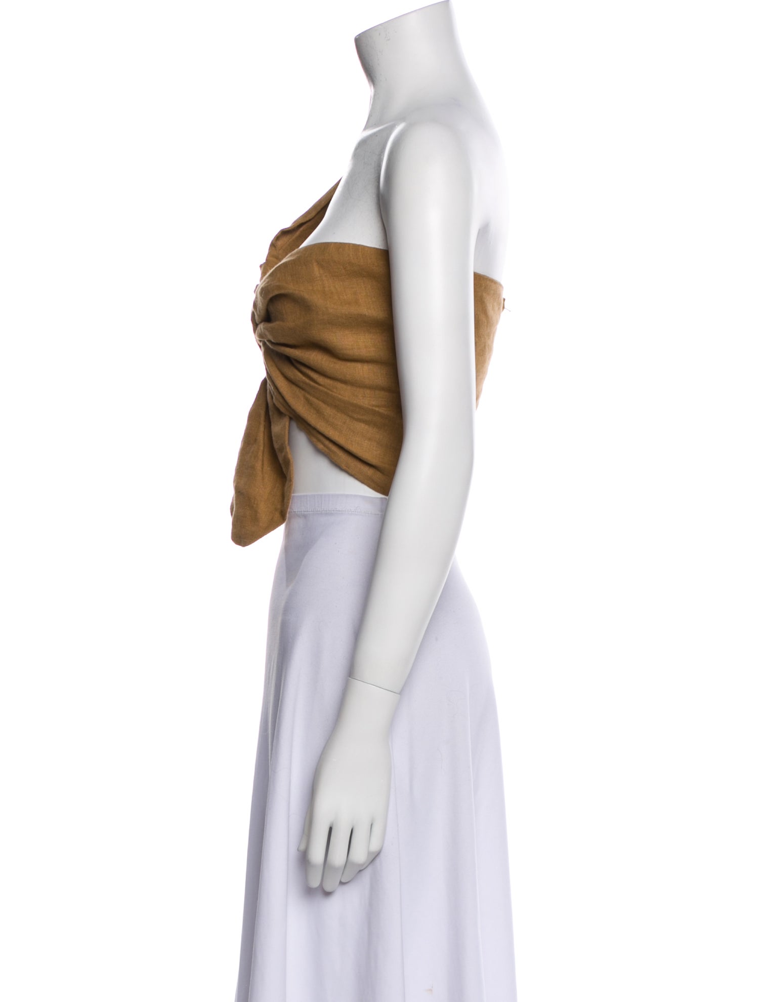 Just Bee Queen Linen One-Shoulder Crop Top