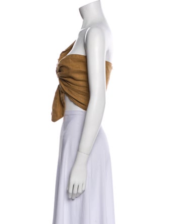 Just Bee Queen Linen One-Shoulder Crop Top