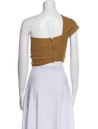Just Bee Queen Linen One-Shoulder Crop Top