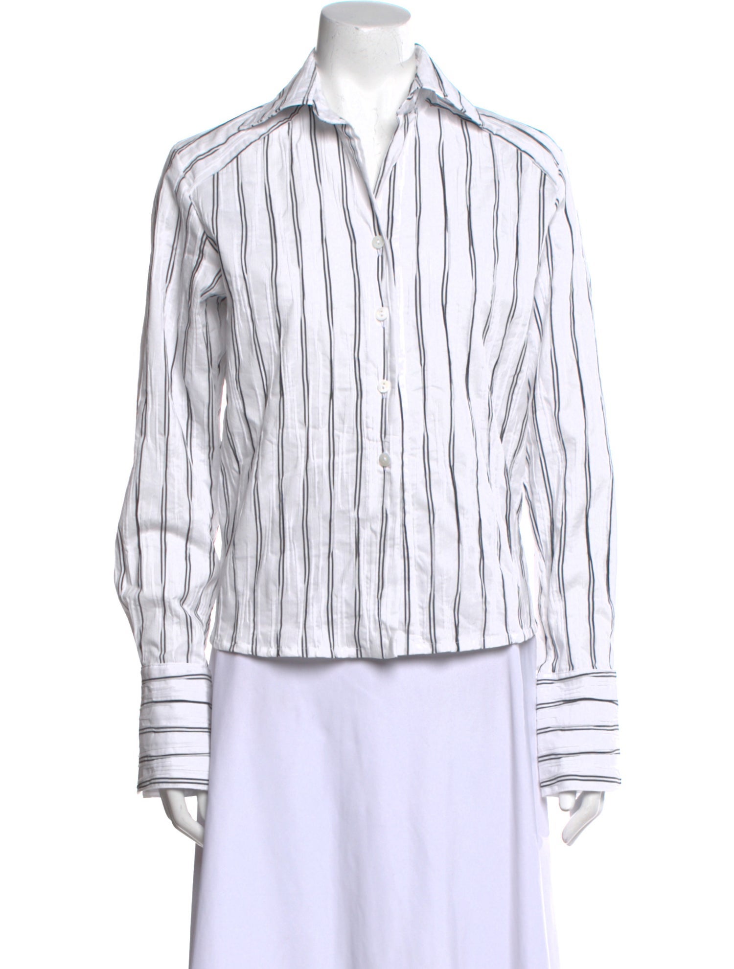 Just Bee Queen Striped Long Sleeve Button-Up Top