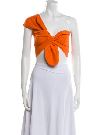 Just Bee Queen Linen One-Shoulder Crop Top