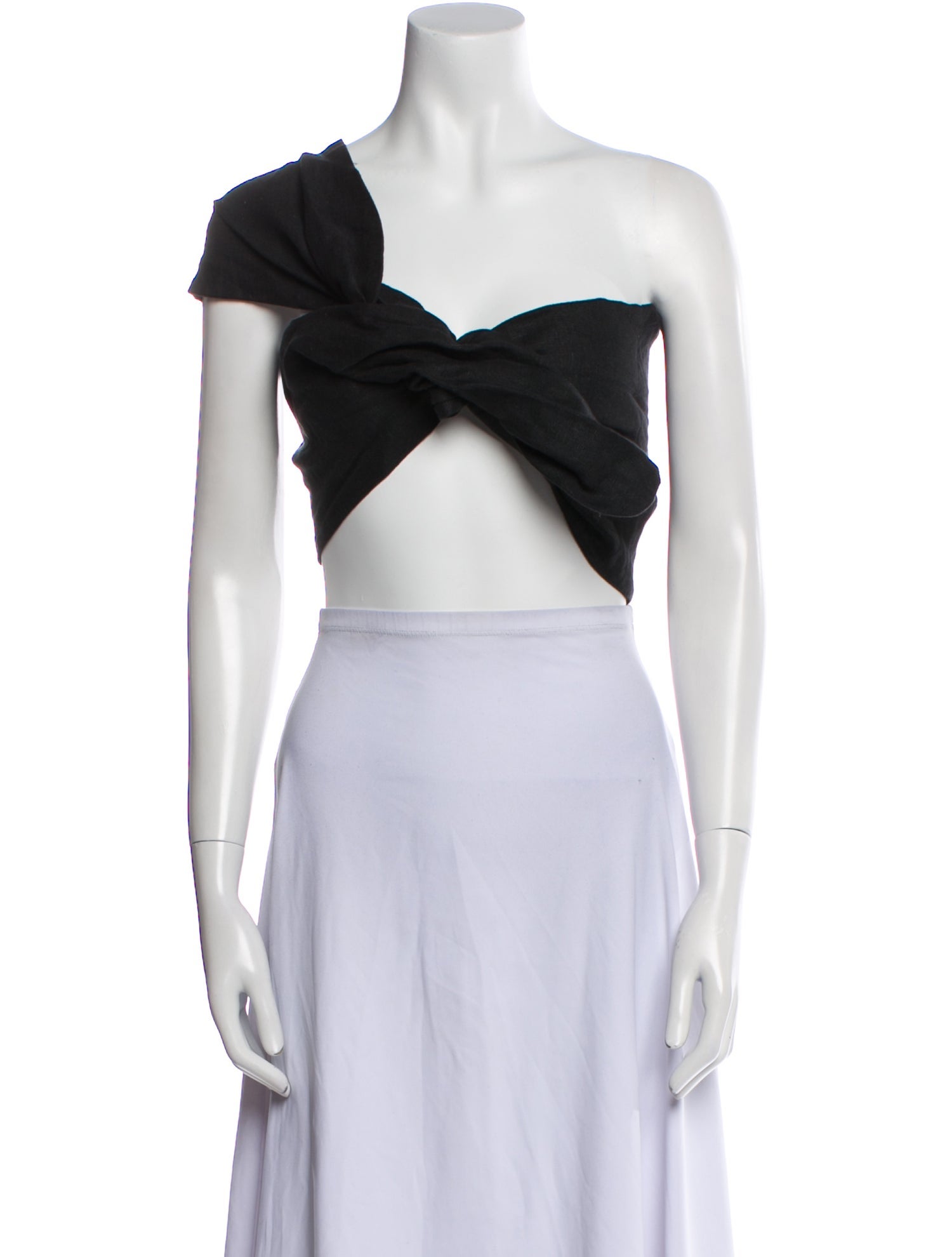 Just Bee Queen Linen One-Shoulder Crop Top