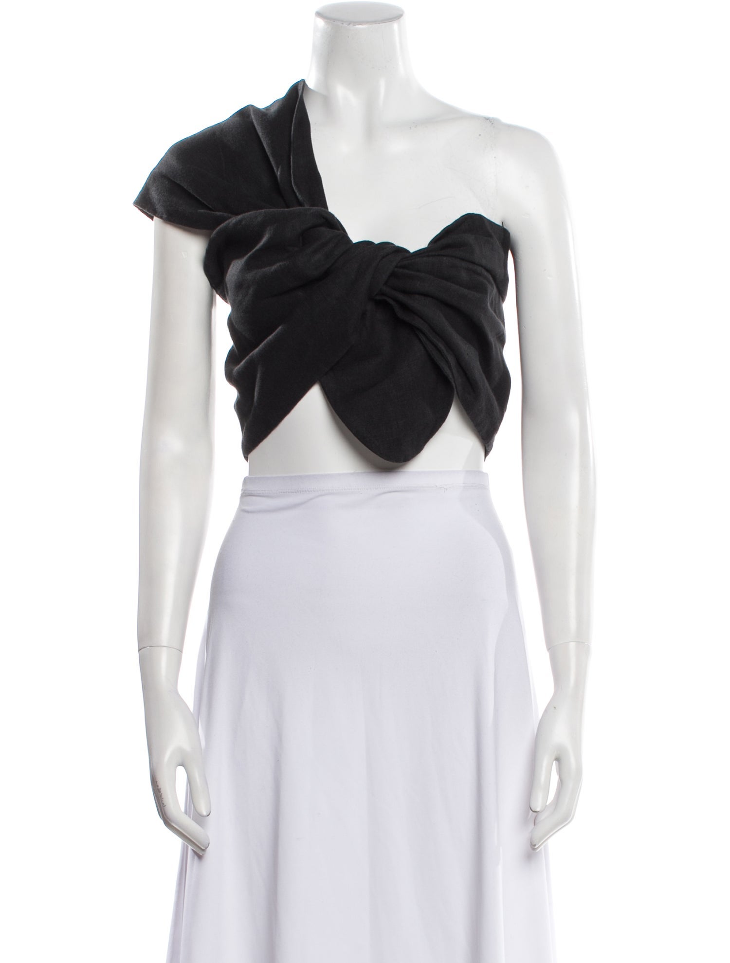 Just Bee Queen Linen One-Shoulder Crop Top