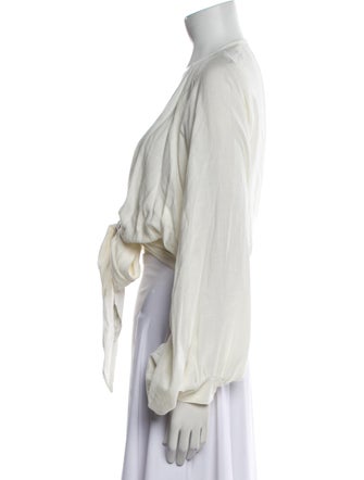 Just Bee Queen Plunge Neckline Long Sleeve Crop Top