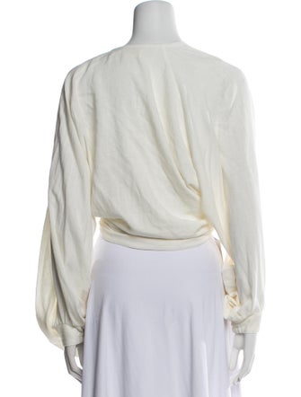 Just Bee Queen Plunge Neckline Long Sleeve Crop Top