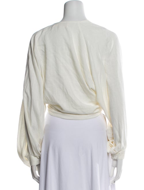 Just Bee Queen Plunge Neckline Long Sleeve Crop Top