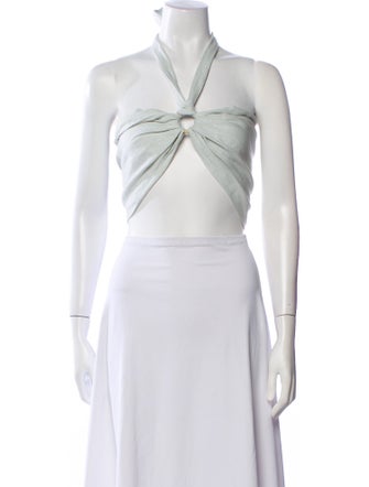 Just Bee Queen Linen Halterneck Crop Top