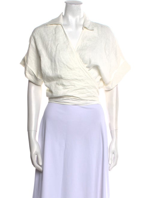 Just Bee Queen Linen Short Sleeve Crop Top