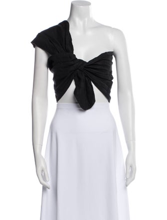 Just Bee Queen Linen One-Shoulder Crop Top