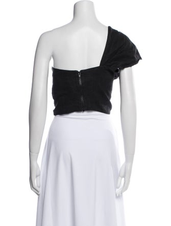 Just Bee Queen Linen One-Shoulder Crop Top