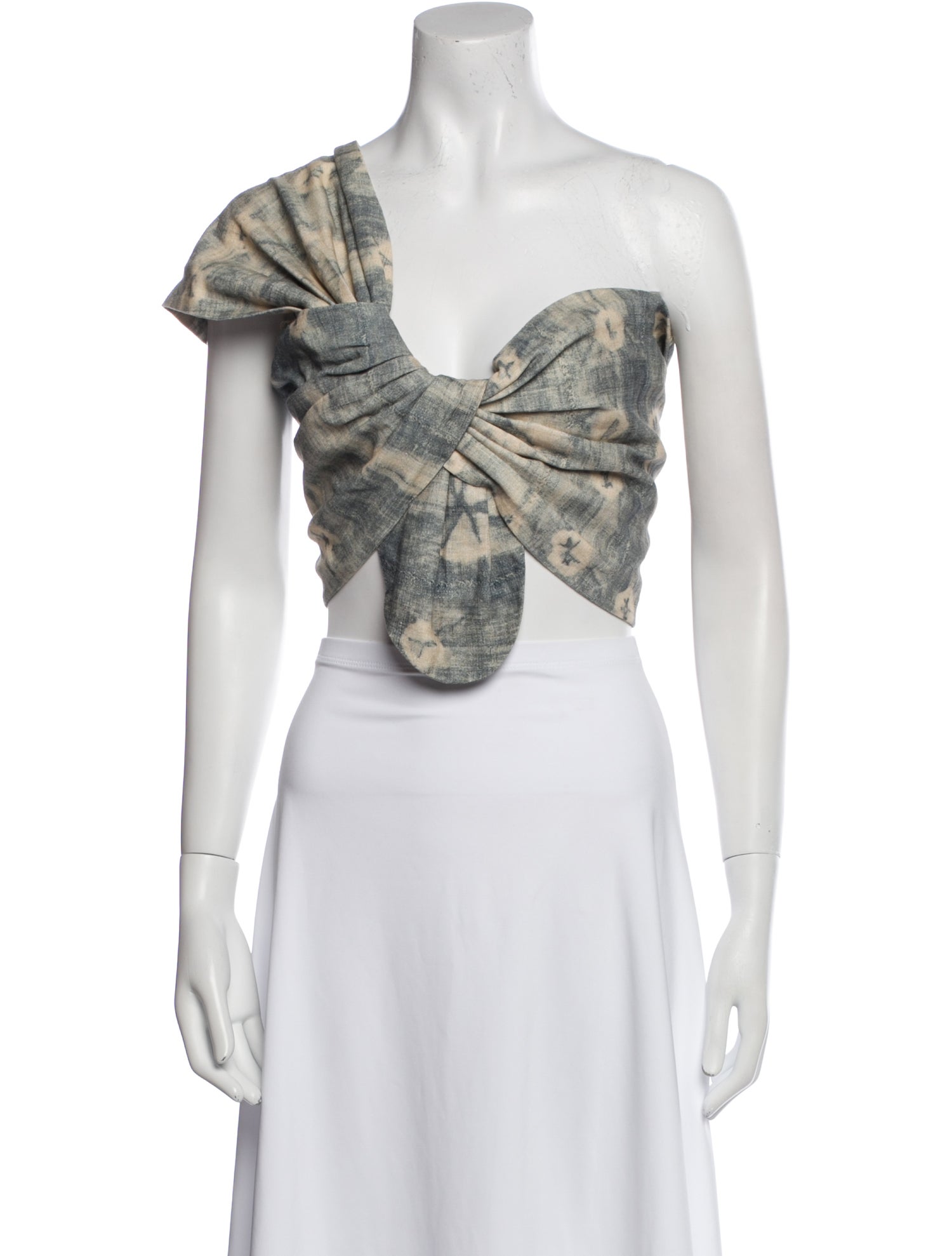 Just Bee Queen Linen One-Shoulder Crop Top