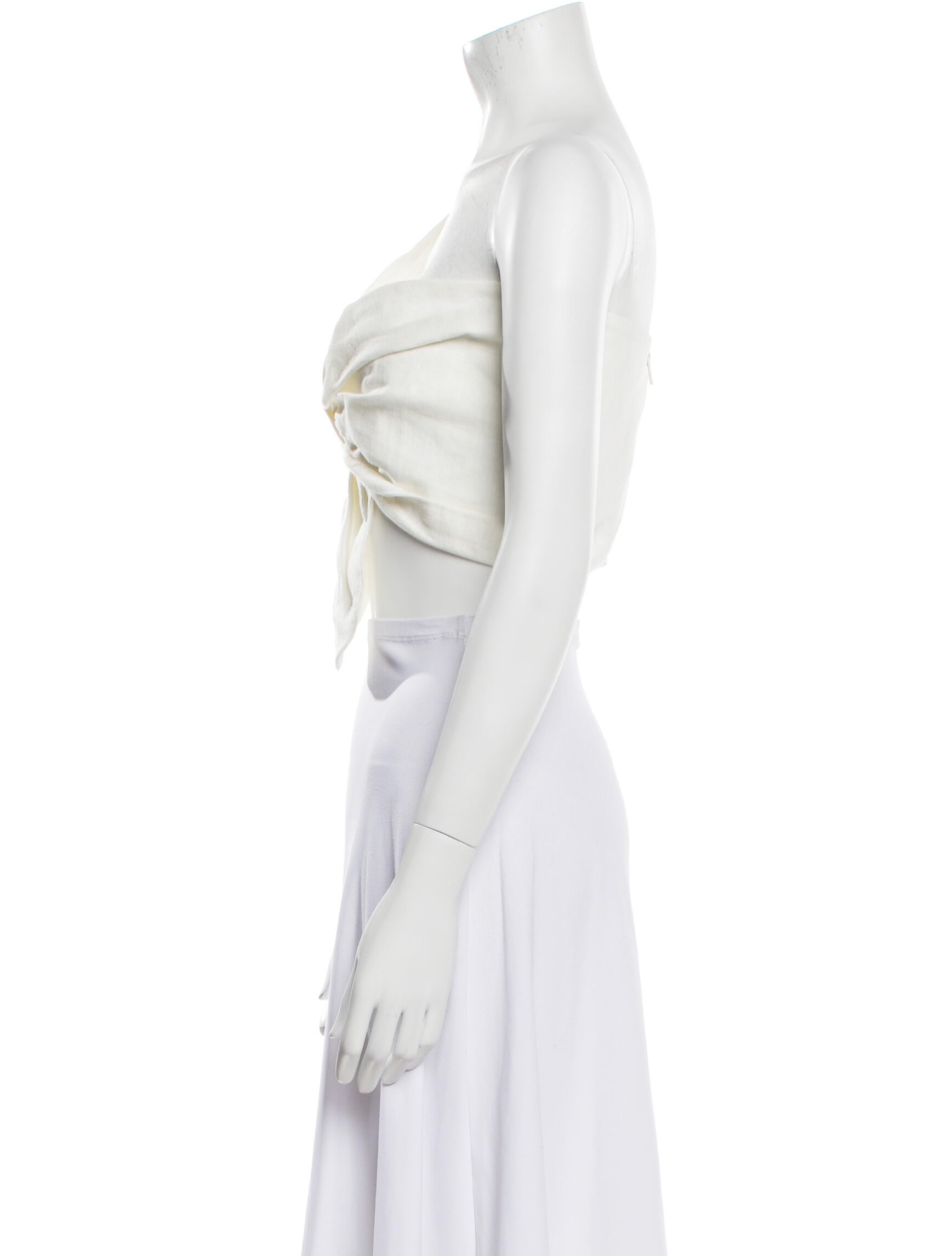 Just Bee Queen Linen One-Shoulder Crop Top w/ Tags