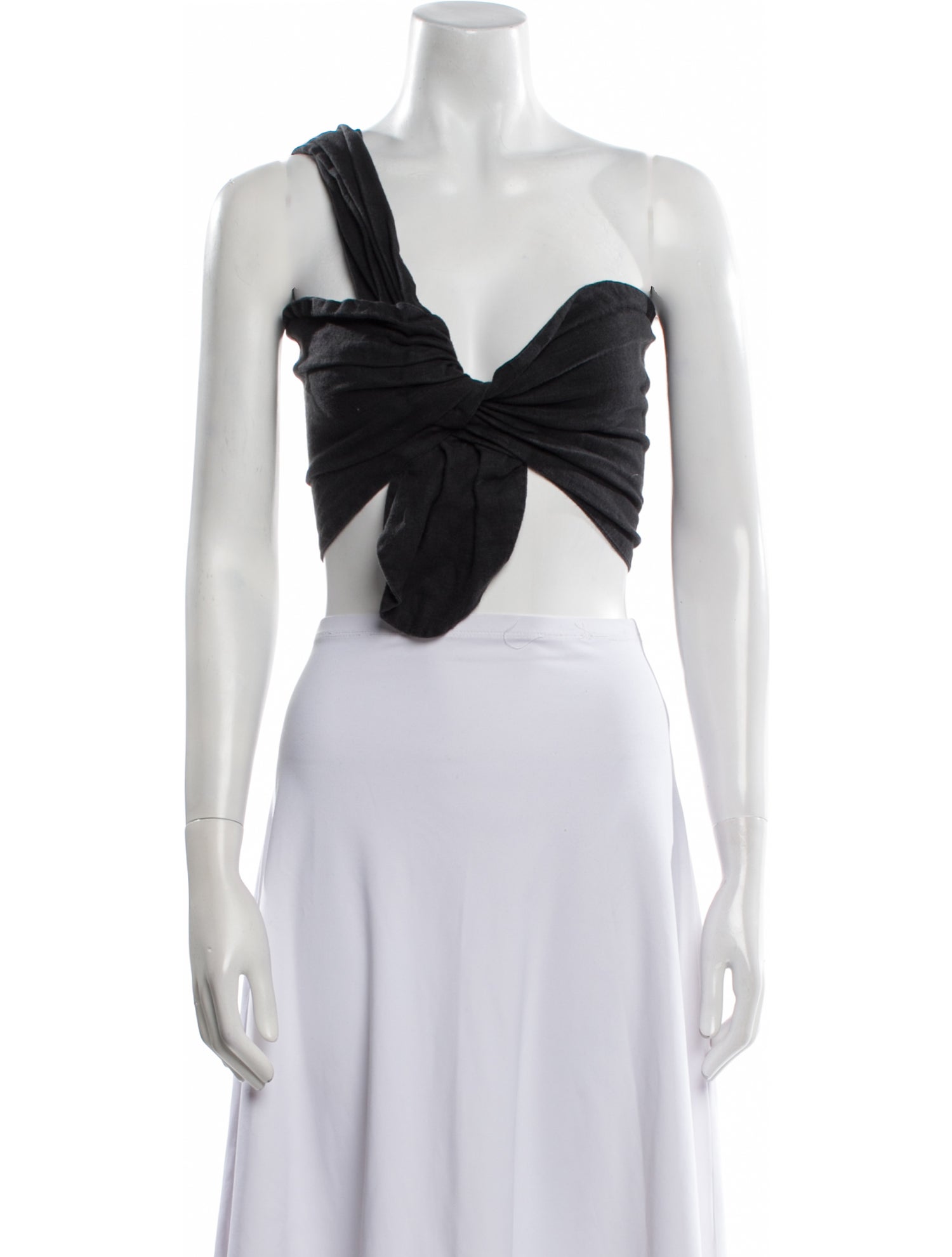 Just Bee Queen Linen One-Shoulder Crop Top