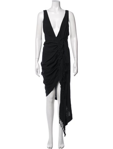 Pre-owned Just Bee Queen Linen Midi Length Dress In Blue