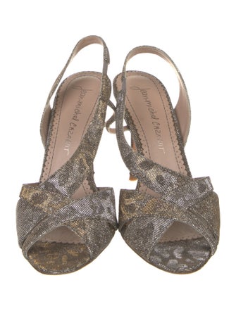 Jean-Michel Cazabat Glitter Animal Print Slingback Sandals