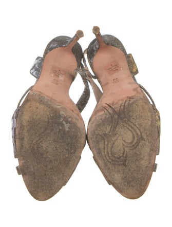 Jean-Michel Cazabat Glitter Animal Print Slingback Sandals