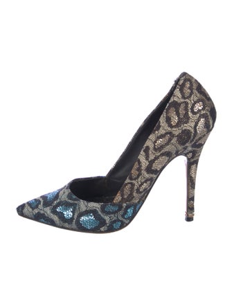 Jean-Michel Cazabat Printed Glitter Accents D'Orsay Pumps