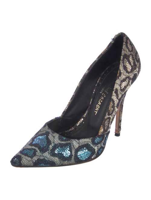 Jean-Michel Cazabat Printed Glitter Accents D'Orsay Pumps