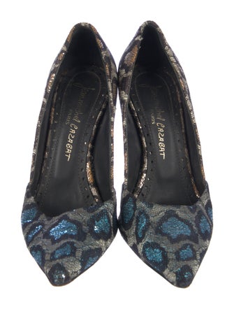 Jean-Michel Cazabat Printed Glitter Accents D'Orsay Pumps