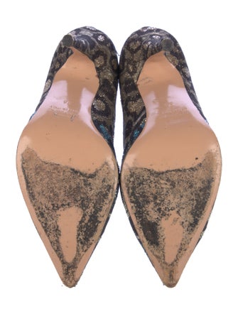 Jean-Michel Cazabat Printed Glitter Accents D'Orsay Pumps