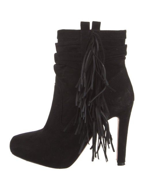 Jean-Michel Cazabat Suede Fringe Trim Accent Lace-Up Boots