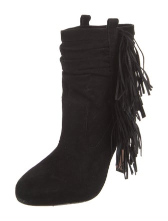 Jean-Michel Cazabat Suede Fringe Trim Accent Lace-Up Boots