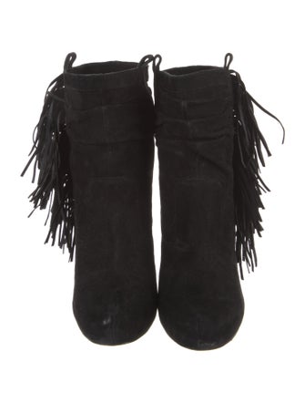 Jean-Michel Cazabat Suede Fringe Trim Accent Lace-Up Boots