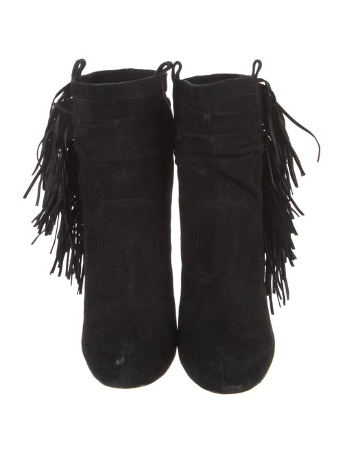 Jean-Michel Cazabat Suede Fringe Trim Accent Lace-Up Boots
