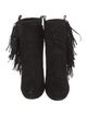 Jean-Michel Cazabat Suede Fringe Trim Accent Lace-Up Boots