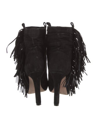 Jean-Michel Cazabat Suede Fringe Trim Accent Lace-Up Boots
