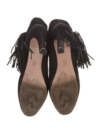 Jean-Michel Cazabat Suede Fringe Trim Accent Lace-Up Boots