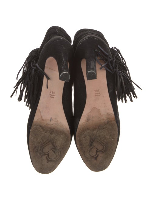 Jean-Michel Cazabat Suede Fringe Trim Accent Lace-Up Boots