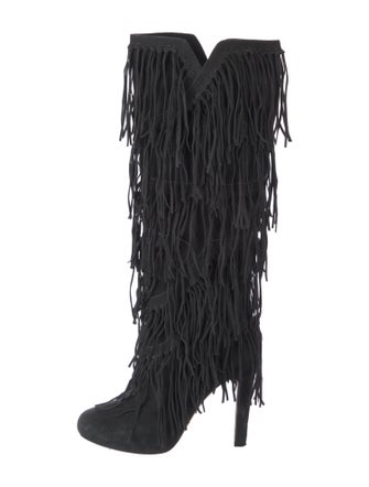 Jean-Michel Cazabat Suede Fringe Trim Accent Lace-Up Boots