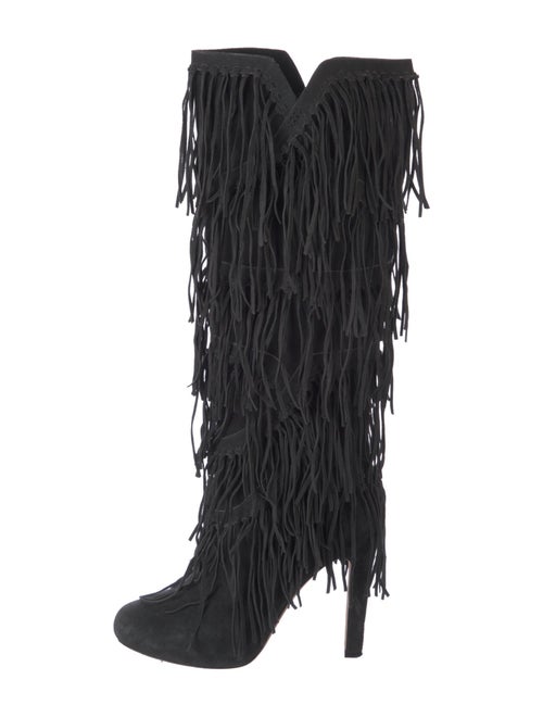 Jean-Michel Cazabat Suede Fringe Trim Accent Lace-Up Boots