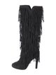 Jean-Michel Cazabat Suede Fringe Trim Accent Lace-Up Boots