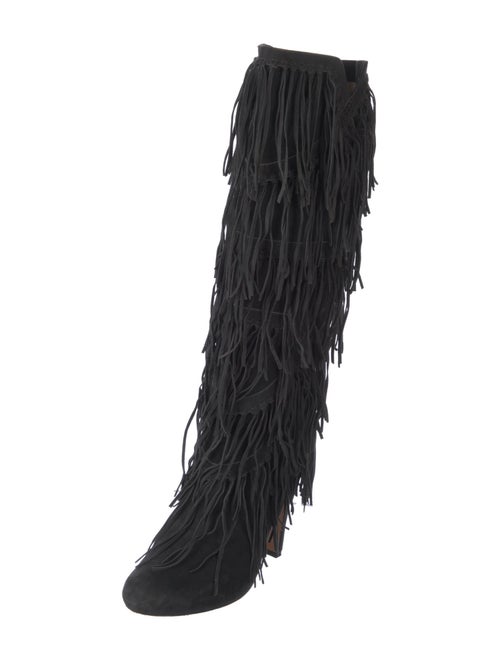 Jean-Michel Cazabat Suede Fringe Trim Accent Lace-Up Boots