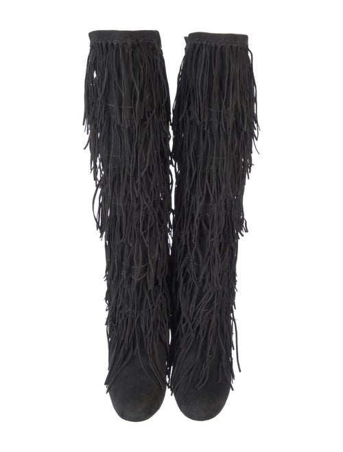 Jean-Michel Cazabat Suede Fringe Trim Accent Lace-Up Boots