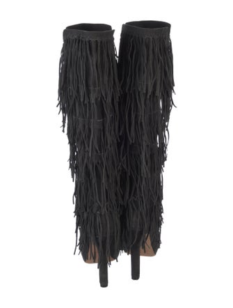 Jean-Michel Cazabat Suede Fringe Trim Accent Lace-Up Boots